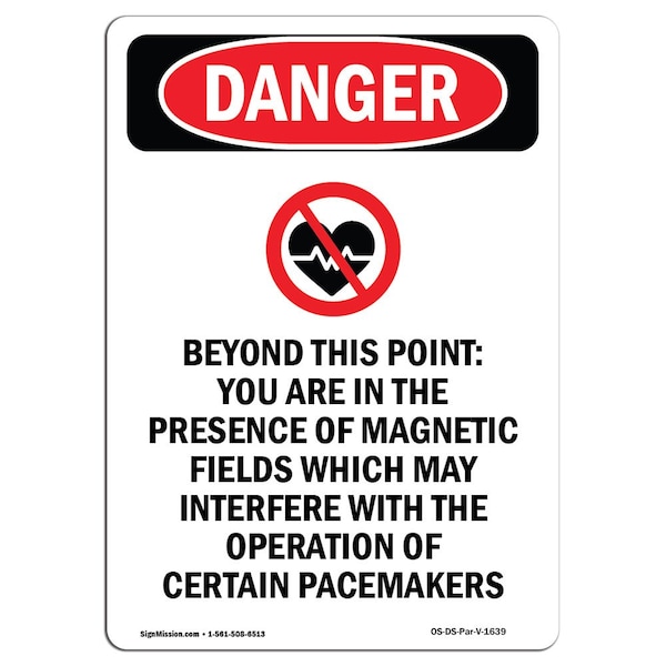 Safety Sign, OSHA Danger, 5" Height, Beyond This Point, Portrait, DS-D-35-V-1639-10PK